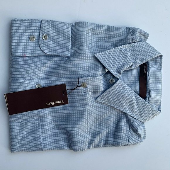 New Perry Ellis Men's Blue Dress‎ Long Sleeve Shirt - Picture 1 of 4